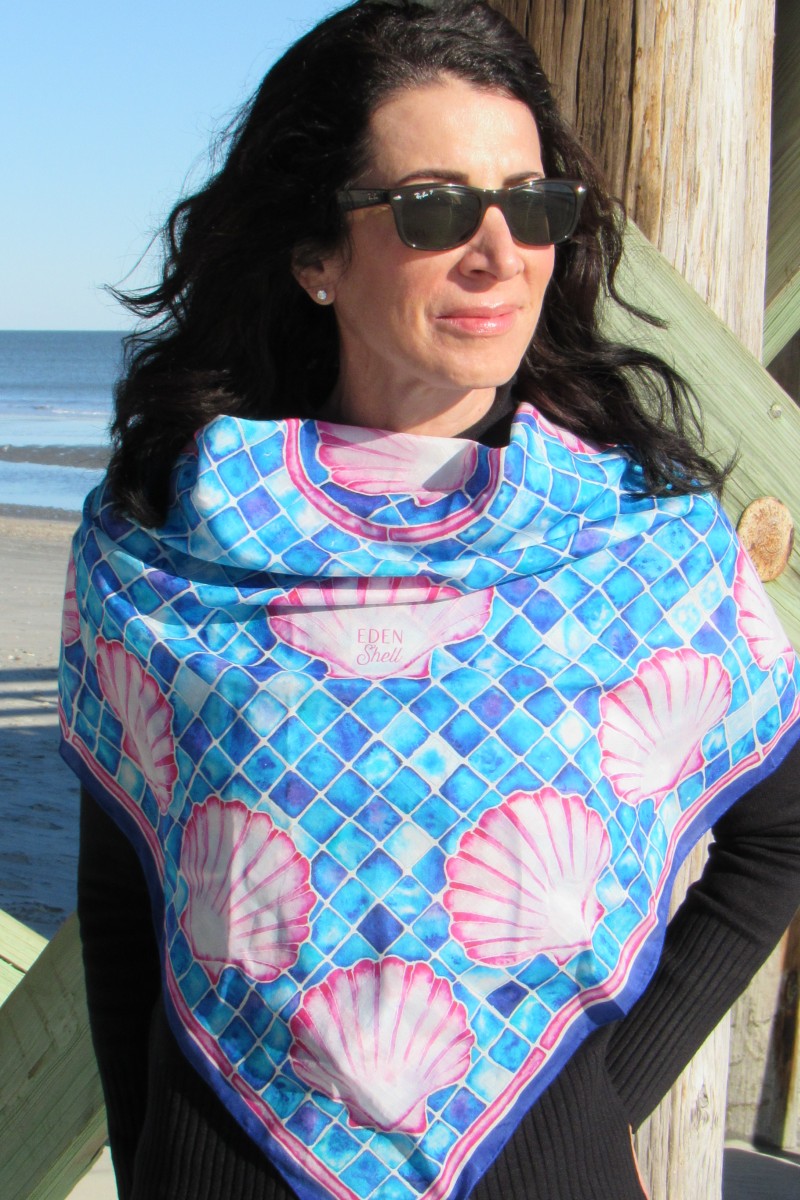 #SS210-Calico Pink and Blue Scarf