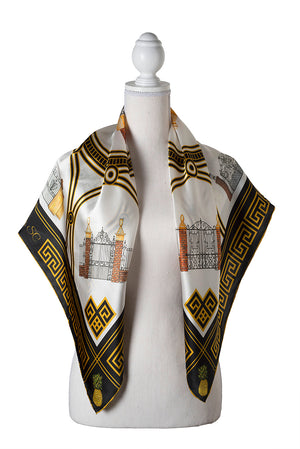 Bust Form Shot of Historic Charleston Gates Square Scarf by Eden Shell