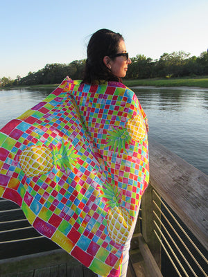 Mosaic Pineapple Square Scarf by Eden Shell on Model