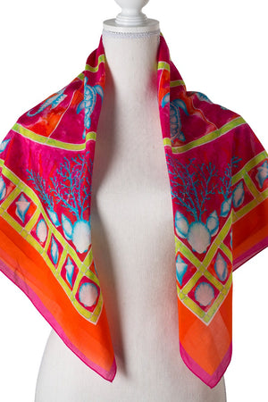 #SS203-Blue Coral Square Scarf