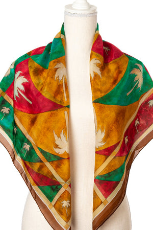 #SS225-Suede Palms Square Scarf